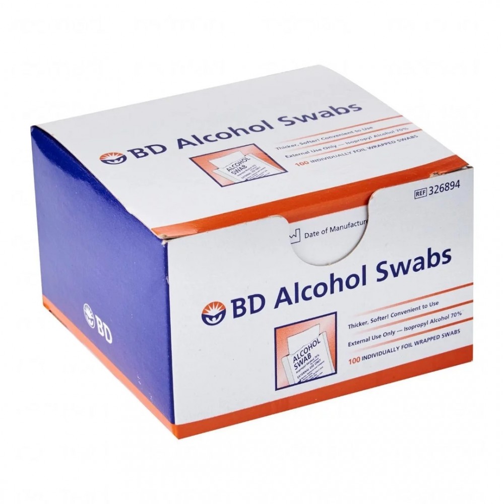 BD Alcohol Swabs (Prep Pads) 70% Alcohol (Pack of 100)