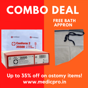 Hollister Conform-2 wafer  35500 (55mm) (Pack of 5) + free Bath Appron