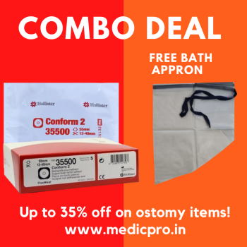 Hollister Conform-2 wafer  35500 (55mm) (Pack of 5) + free Bath Appron