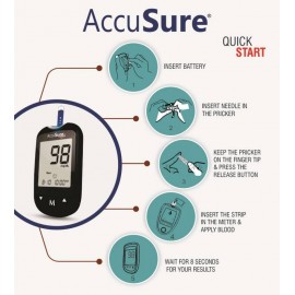 AccuSure Simple Glucometer With 25 Strips Glucometer (Black)