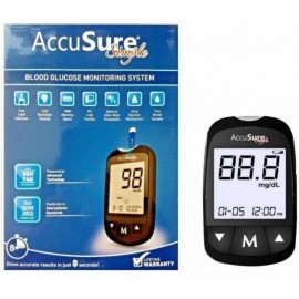 AccuSure Simple Glucometer With 25 Strips Glucometer (Black)