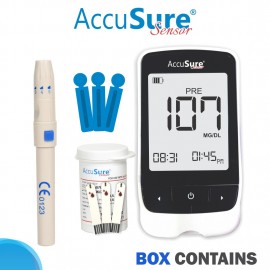 AccuSure Sensor Glucometer with 75 test Strips  