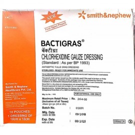 Bactigras (Chlorhexidine) Dressing 10cm x 10cm (Box of 10 pouches)
