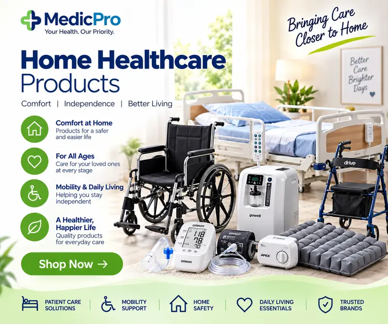Home healthcare products including mobility and patient care equipment