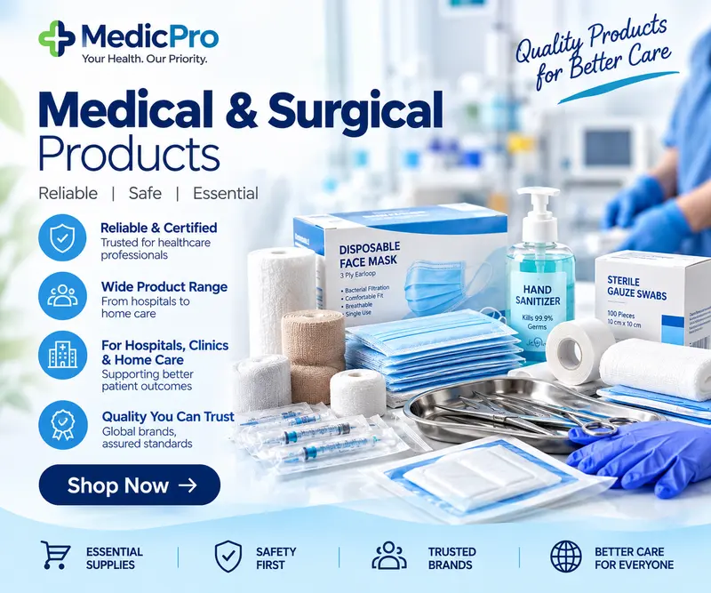 Medical and surgical products for hospitals, clinics and home care